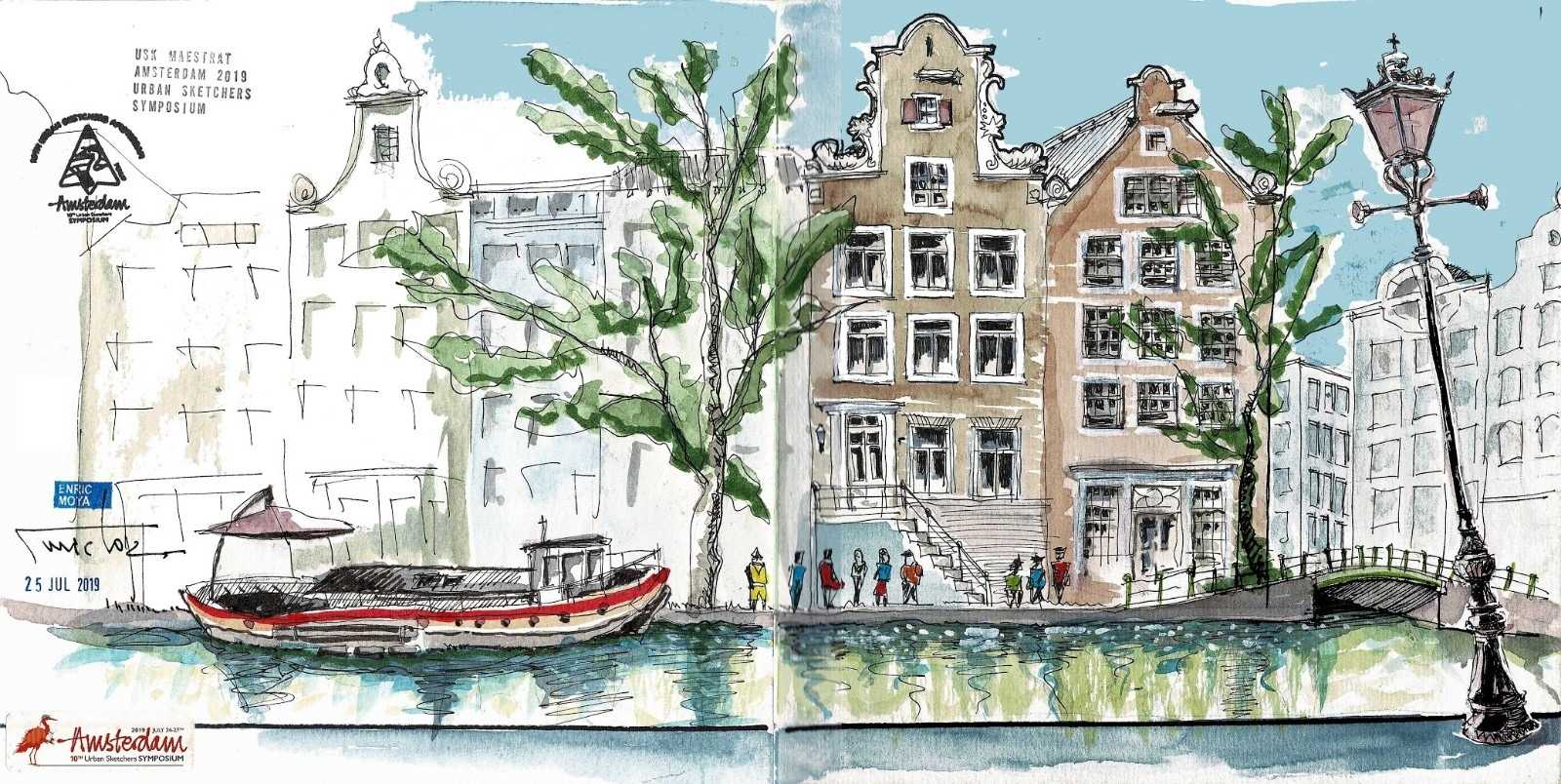 Una de las obras de Urban Sketchers Maestrat del simposio en Ámsterdam - 