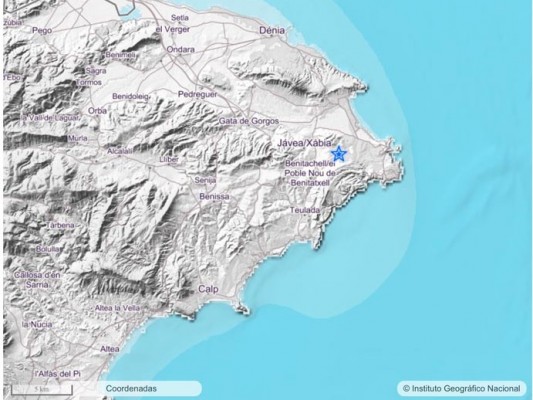Un terremoto de magnitud 2,9 se deja sentir en Xàbia y la Marina Alta sin consecuencias