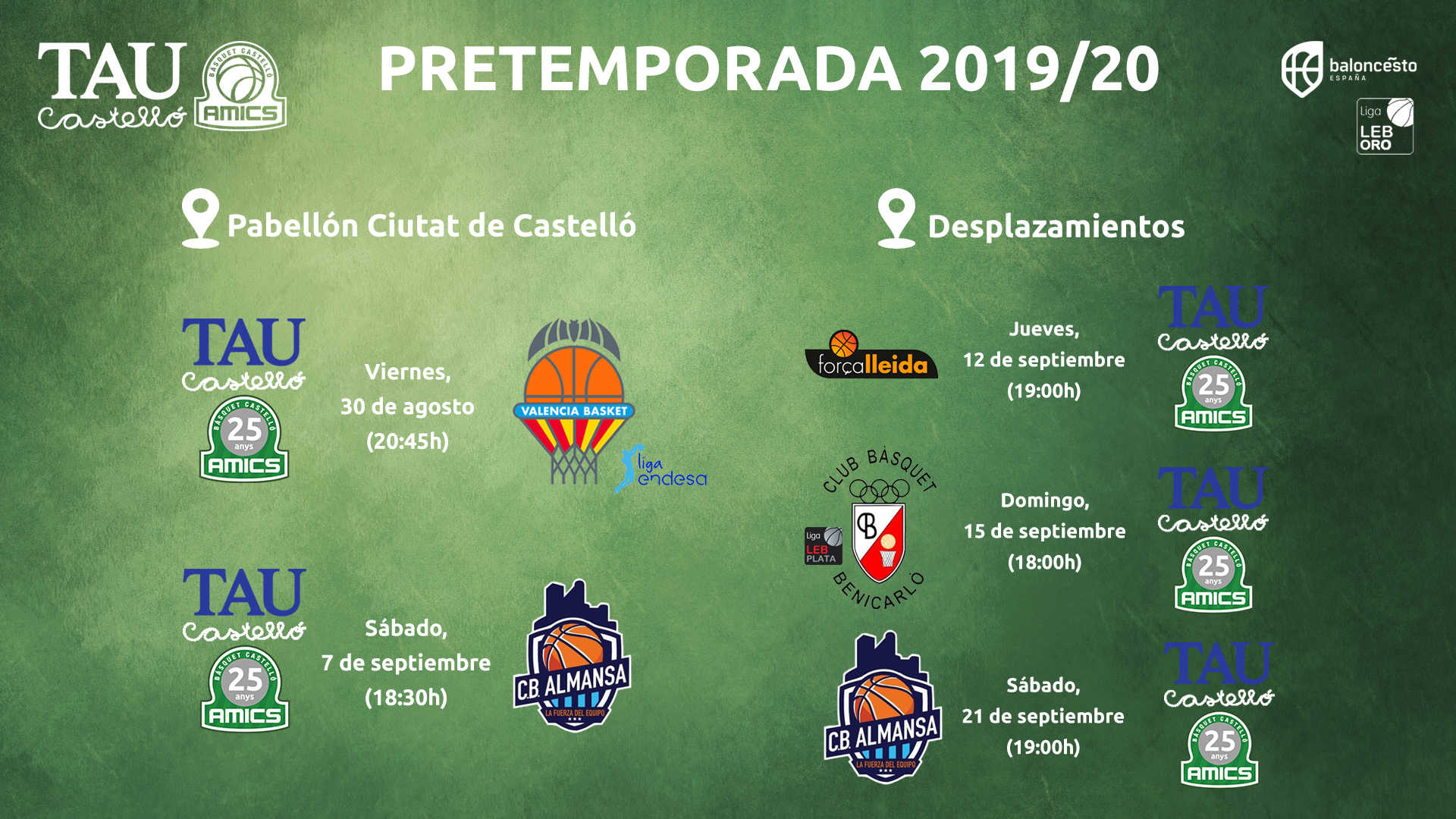 El TAU Castelló iniciará su pretemporada ante el  campeón de la Euro Cup, el Valencia Basket
