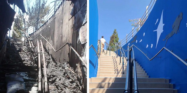 El Oceanogràfic de València reabre la escalera de Océanos a la semana del incendio