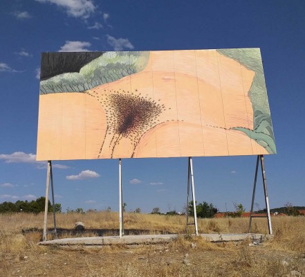 'El origen del mundo', la obra censurada en Rivas-Vaciamadrid, vuelve a exhibirse en la misma valla