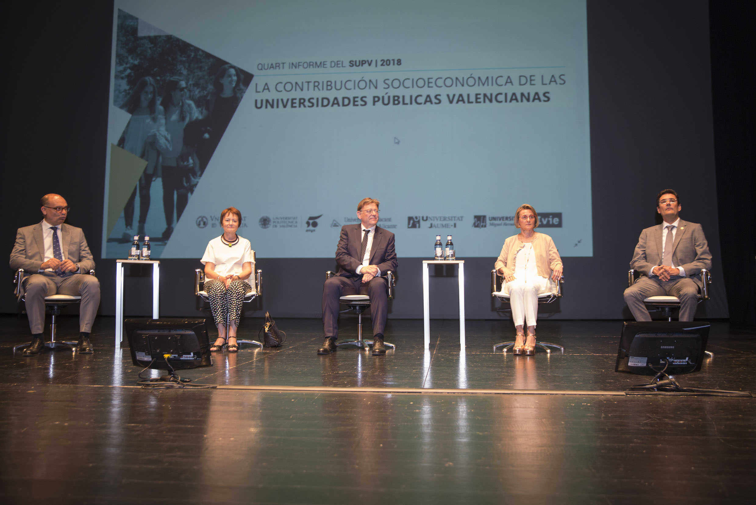 Aspecto de la presentación de los datos del Ivie, a la que asistió Ximo Puig. - 