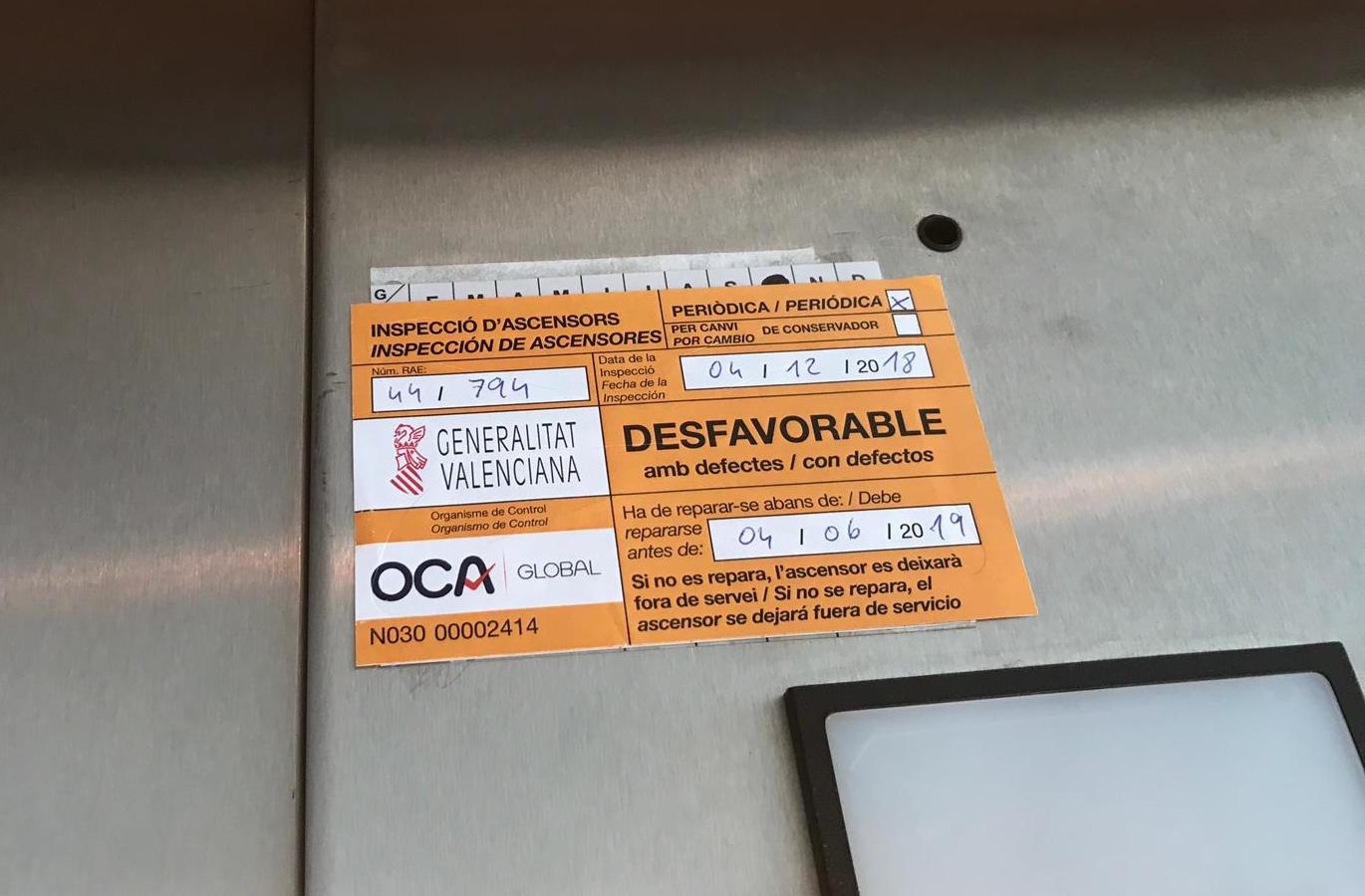 Varios ascensores de la Ciudad de la Justicia llevan seis meses con aviso de deficiencias de seguridad