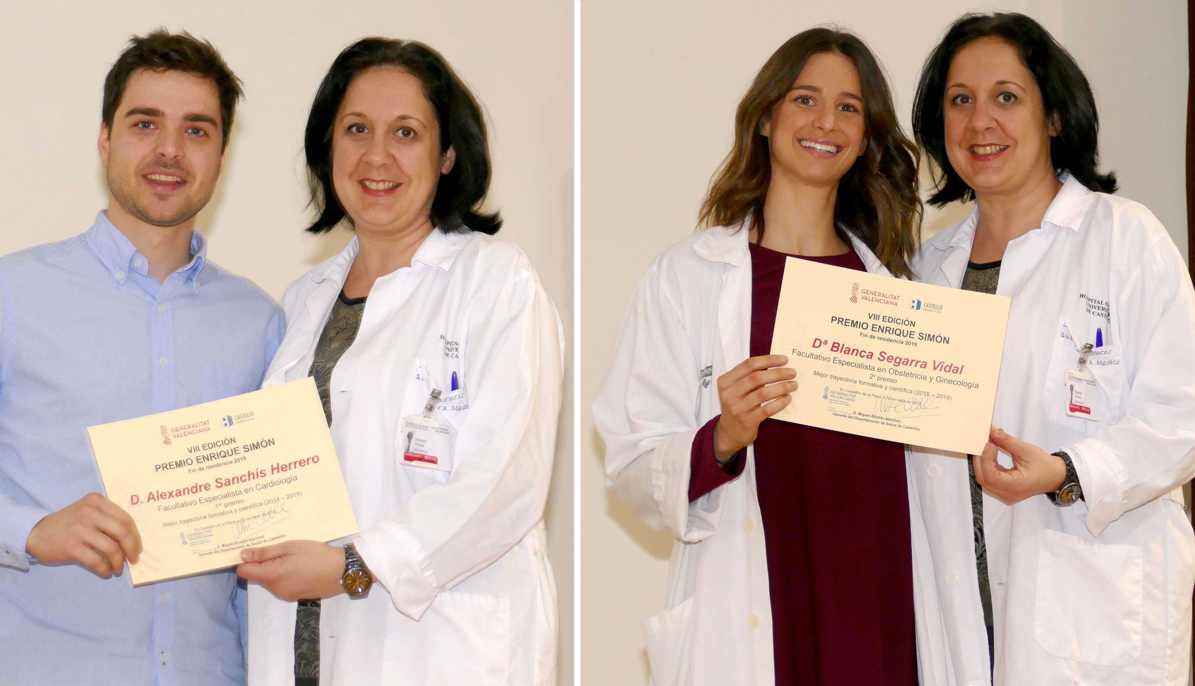 Alexandre Sanchís y Blanca Segarra, premios Enrique Simón del Hospital General