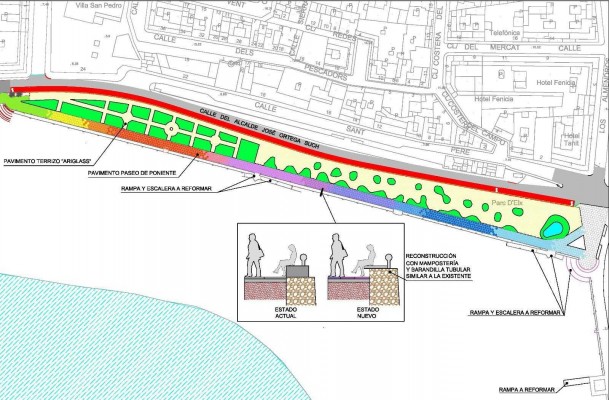 La renovación del Parque de Elche dará continuidad a la estética del Paseo de Poniente