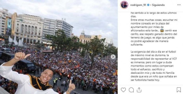 Rodrigo deja entrever su despedida del Valencia CF