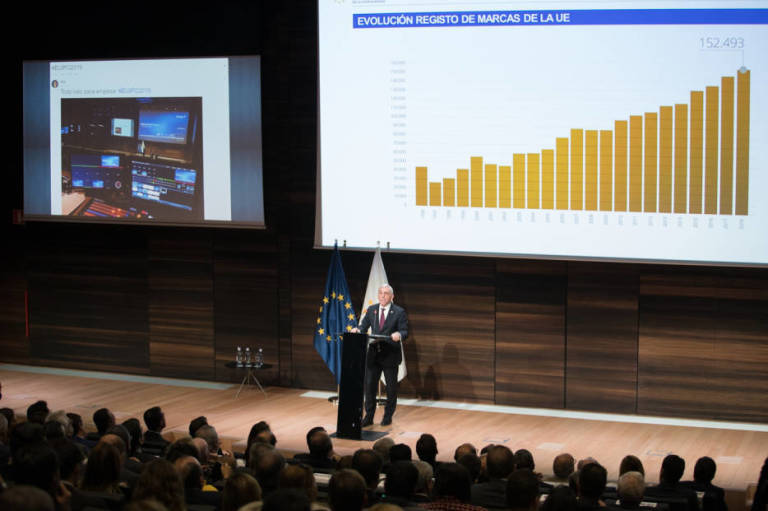 El director ejecutivo de la EUIPO, Christian Archembau, en un acto de la euroagencia. Foto: PEPE OLIVARES - 