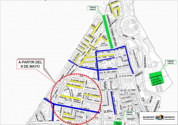 La zona de Residentes llega al centro de Benidorm con un centenar de plazas nuevas