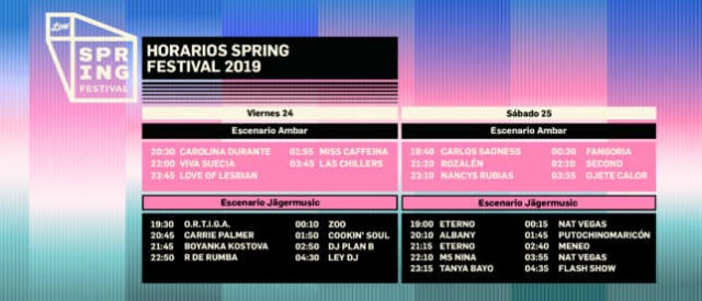 Spring Festival presenta los horarios de 2019

