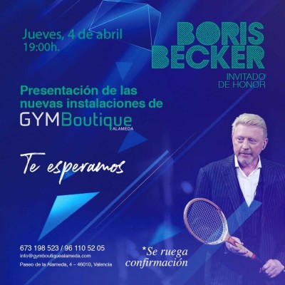 Boris Becker estará en Valencia el próximo jueves para presentar las nuevas instalaciones de Gym Boutique 