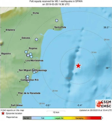 Otro terremoto frente a la costa de Torrevieja vuelve a hacer acto de presencia: de 3,1 grados