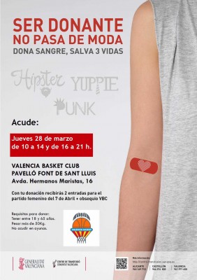 Donar sangre en la Fonteta el 28 de marzo tiene doble premio