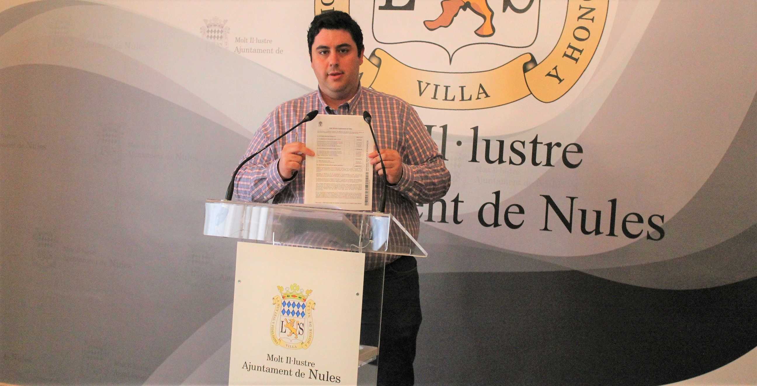 El Ayuntamiento de Nules cierra año con un millón de superávit, que destinará a pagar proveedores
