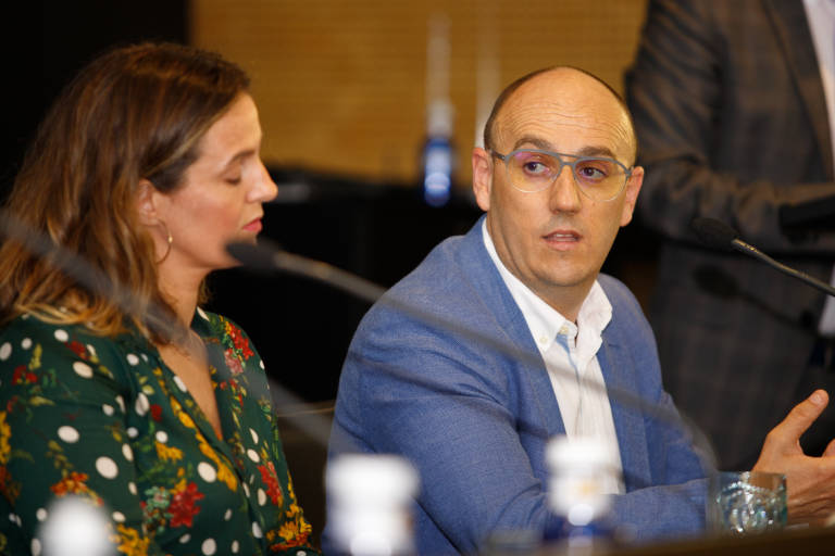 El presidente de Pikolinos, Juan Manuel Perán, en un acto de Marca España. Foto: PEPE OLIVARES - 