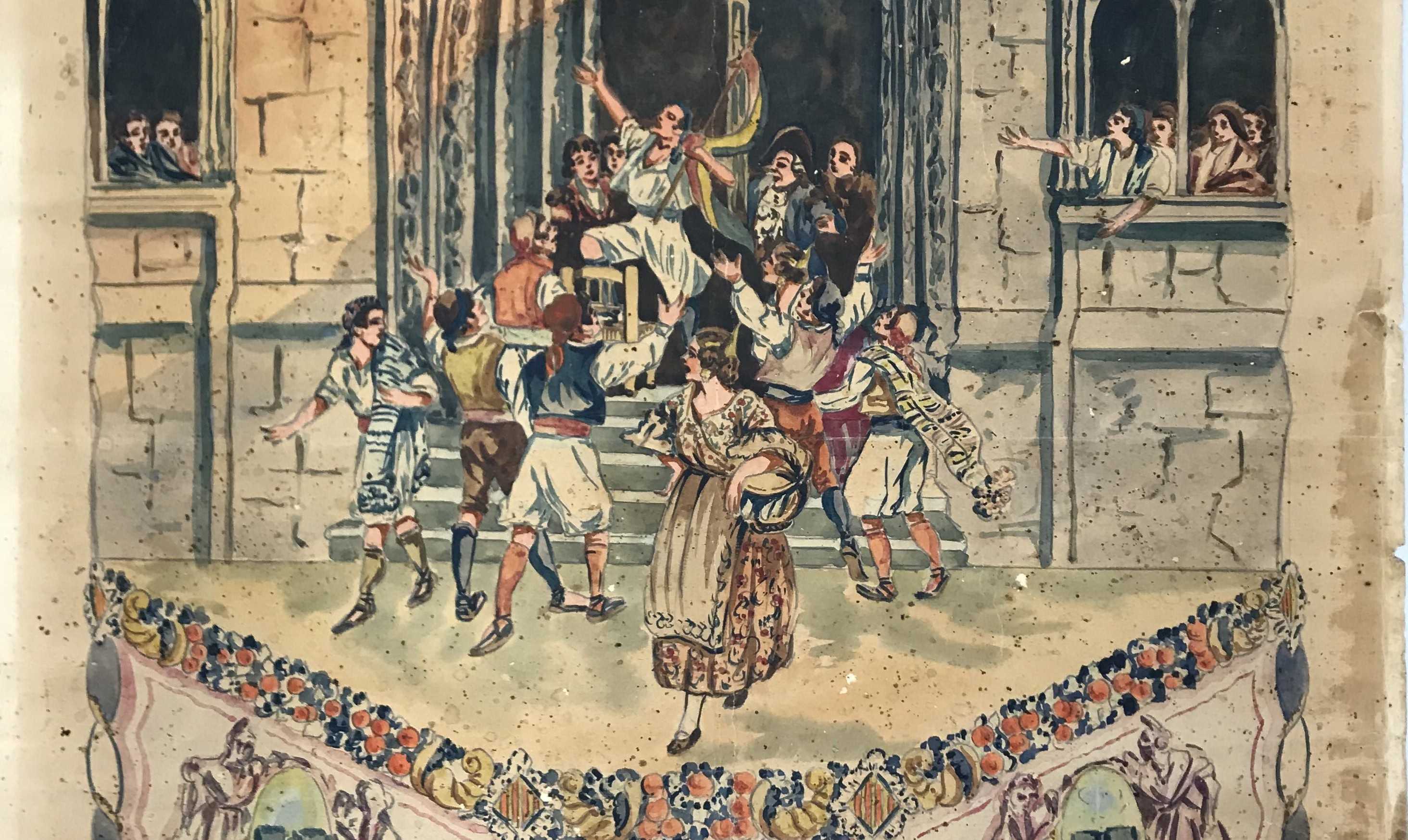 Esbozo 'València vol Estatut' de la Falla Gràcia-En Sanz. 1934 - 