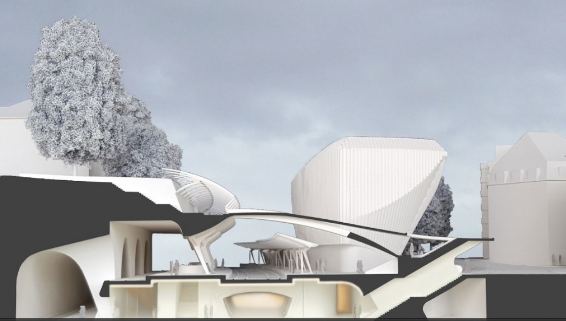 Figuración de la ampliación diseñada por Calatrava y disponible en su 'web', con el edificio de AXA en el centro. - 