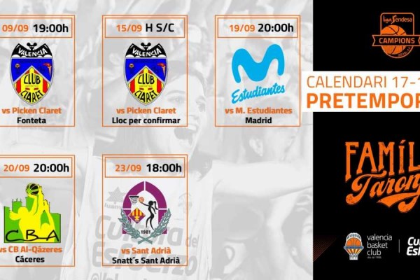Definida la pretemporada 2017-18 del Valencia Basket femenino