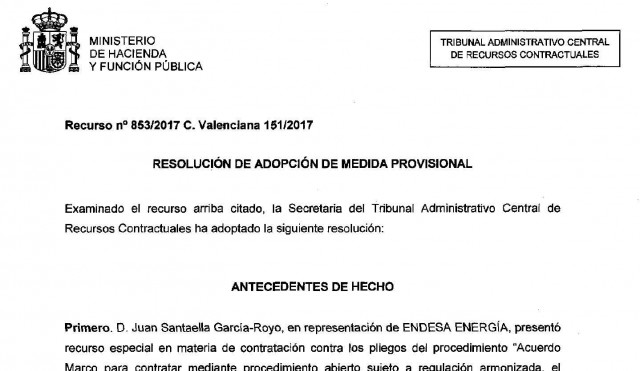 Montoro suspende el concurso de suministro eléctrico del Ayuntamiento de València