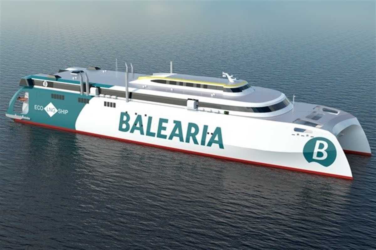 Baleària construye el primer buque de alta velocidad propulsado por motores de gas natural