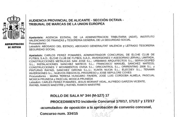 La Audiencia de Alicante desestima el recurso del IVF contra el convenio de acreedores del Elche