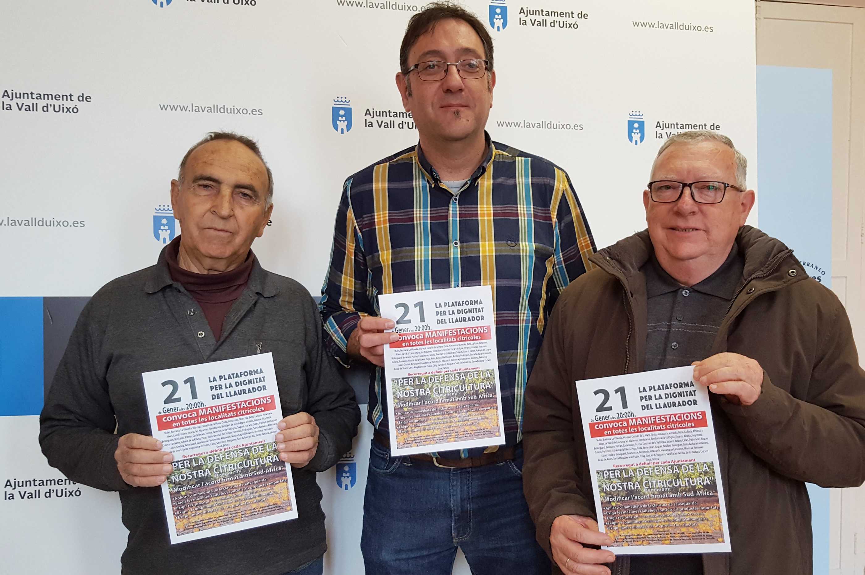 La Plataforma per la Dignitat del Llaurador convoca una marcha el día 21 en la Vall d'Uixó