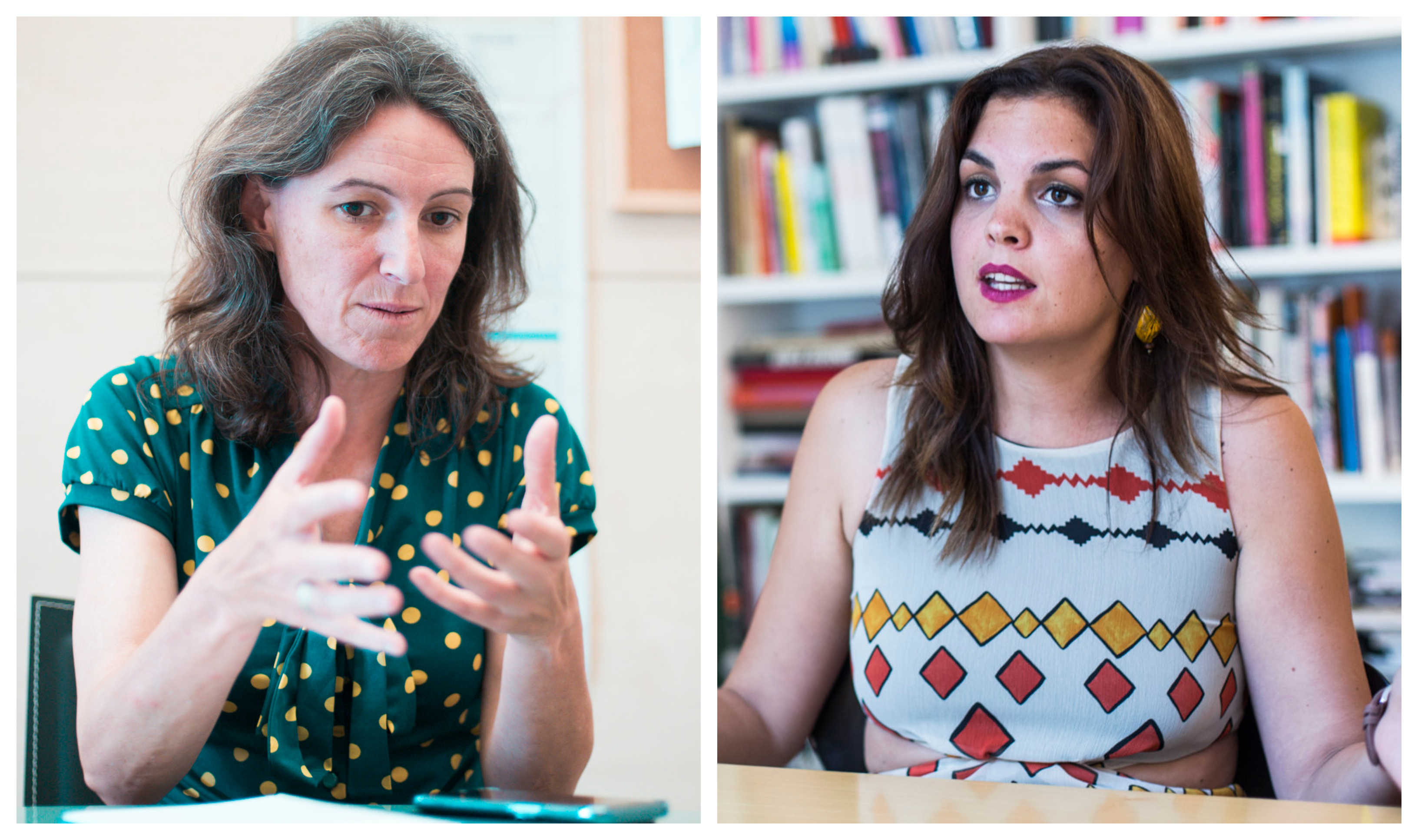 Maria Oliver y Sandra Gómez, portavoces de València en Comú y PSPV respectivamente. Foto: VP - 