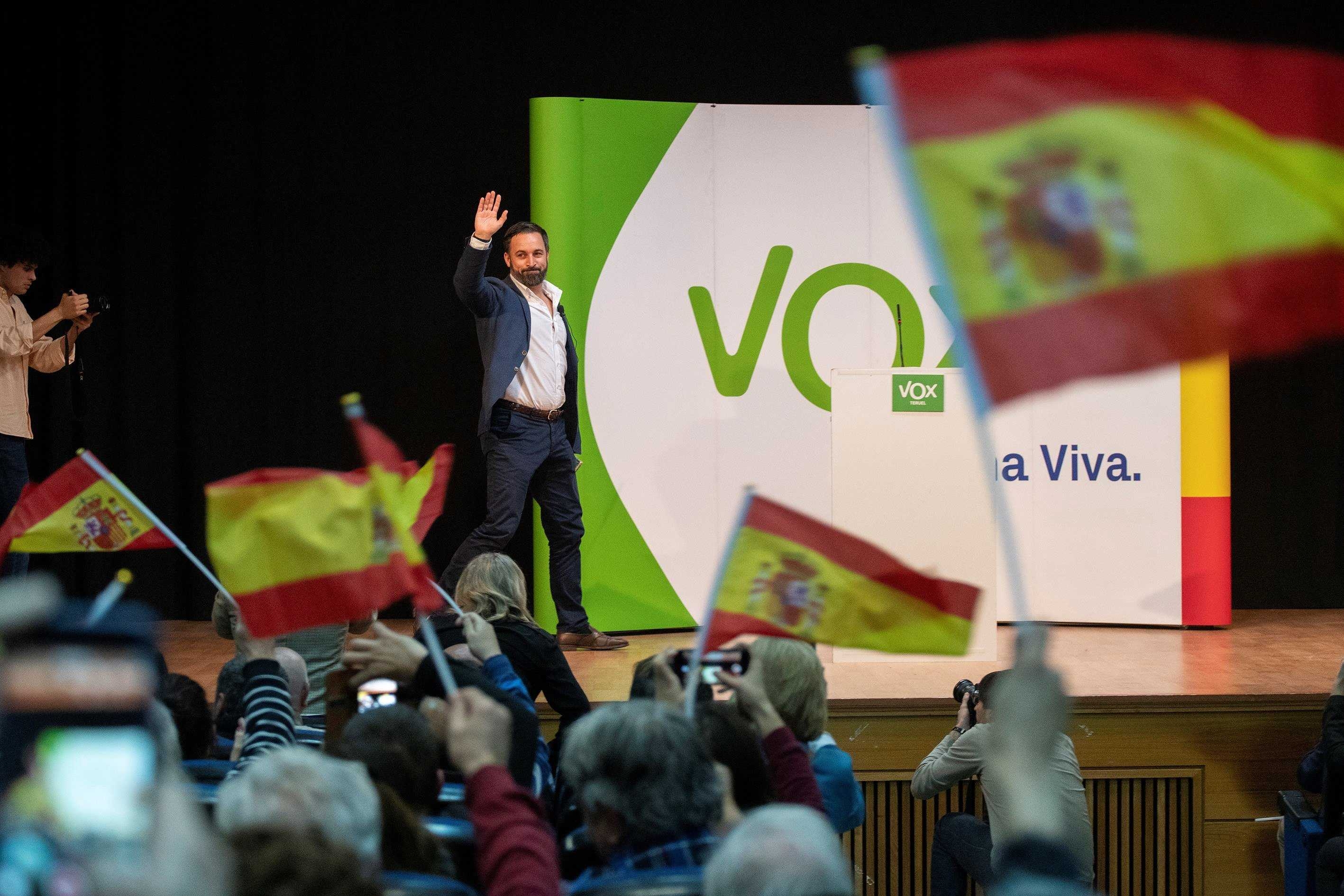 Santiago Abascal, durant un míting a Barcelona. Foto: EFE - 