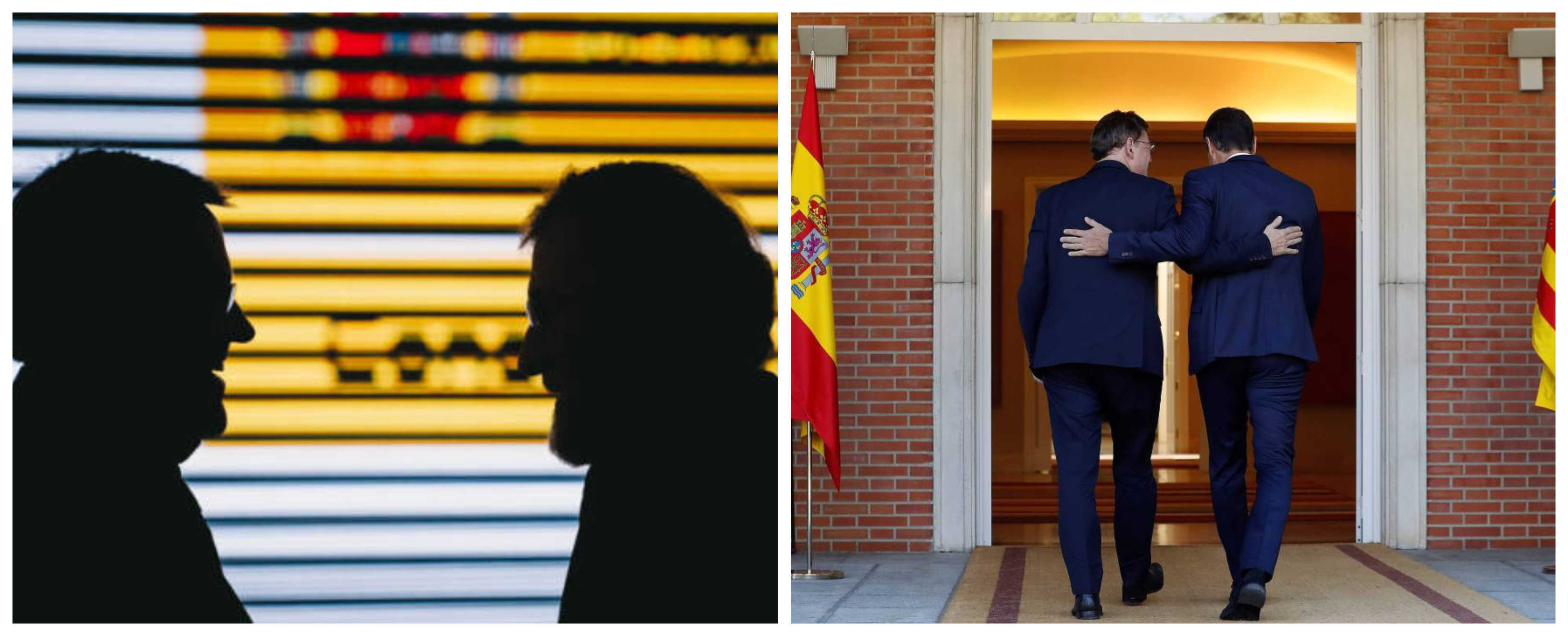 Puig, en diferentes encuentros con Rajoy y Sánchez. Fotos: K. T. y EFE - 