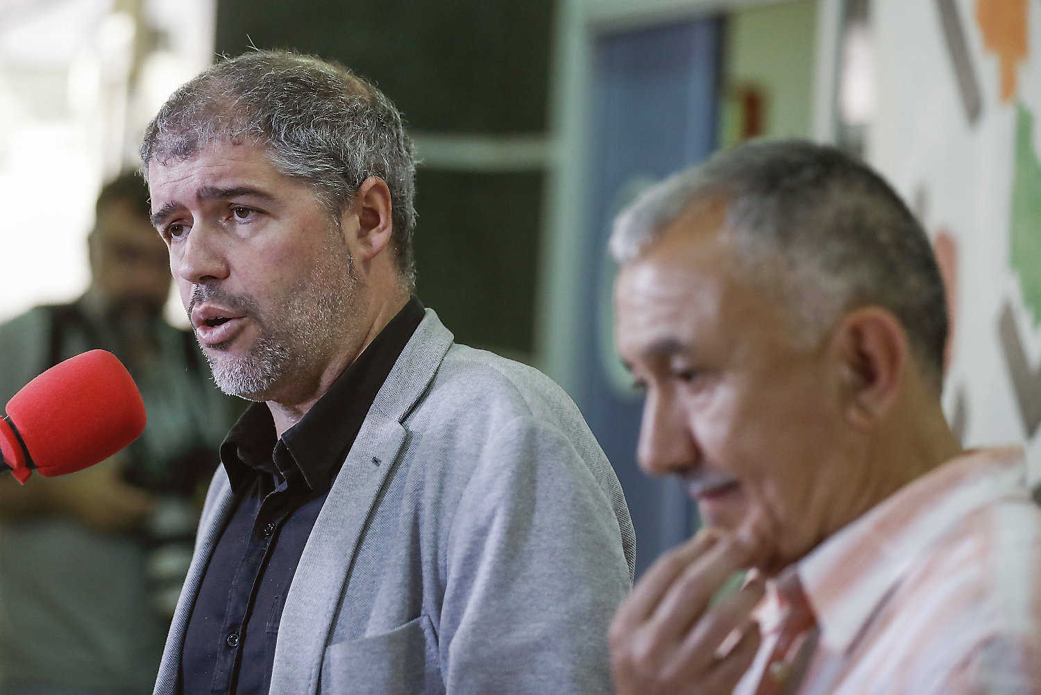 Unai Sordo (CCOO) y Josep Maria Àlvarez (UGT), durante un acto públixo. Foto: EFE.  - 