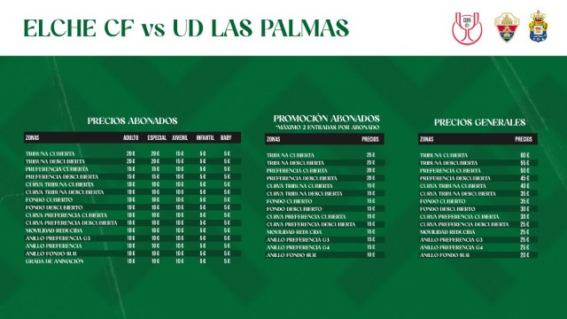 Los abonados del Elche tendrán que pasar por caja para asistir al partido de Copa ante Las Palmas
