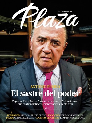 Antonio Puebla, el sastre del poder, portada de enero de la revista 'Plaza'