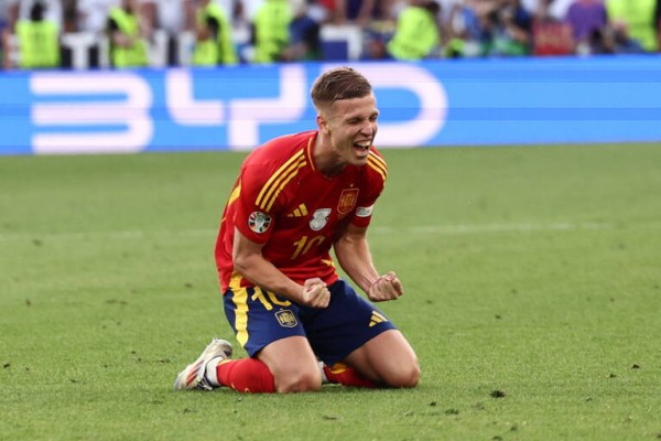 Dani Olmo se une a Mbappé y Bellingham y registra su celebración de gol ante la Euipo