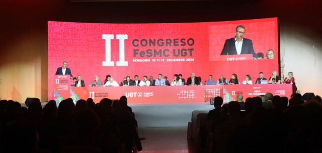 Toni Pérez destaca el peso del sector servicios en el empleo durante el II Congreso Federal FeSMC–UGT