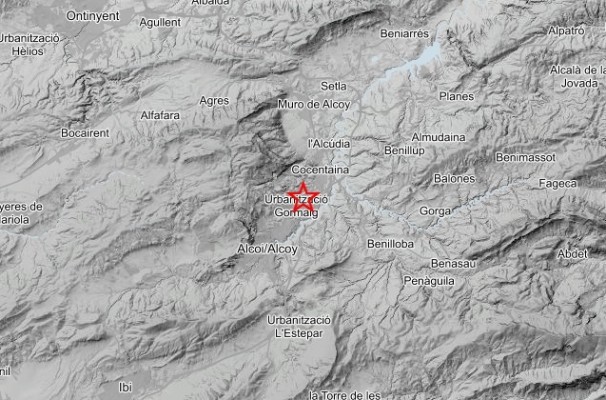 Cocentaina registra un terremoto de 3,2 grados de magnitud, el segundo del día en la Comunitat