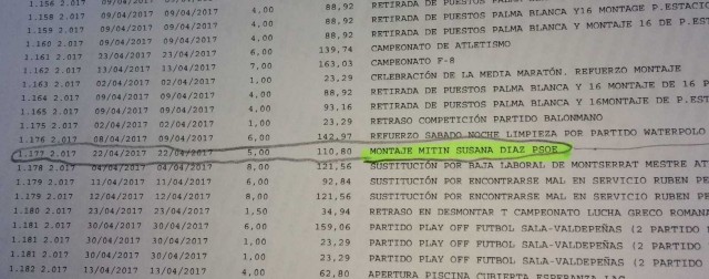 El PP denuncia un pago de 110 euros en horas extras para el mitin de Susana Díaz en Elche