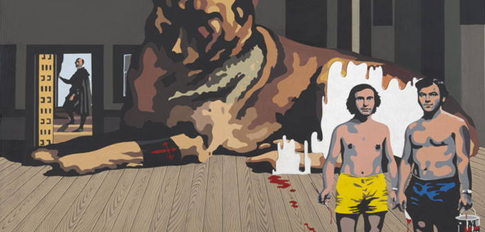 Equipo Crónica con el autorretrato de Valdés y Solbes. - 