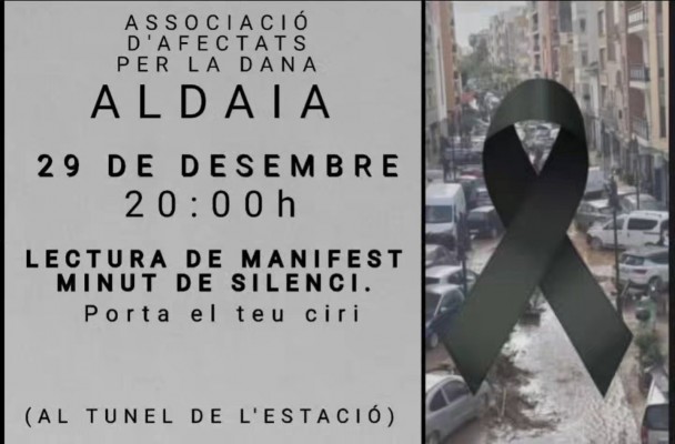 Aldaia declara un mes de luto oficial desde el 29 de diciembre por las víctimas mortales de la Dana