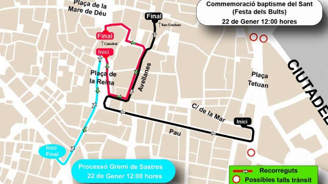 La ciudad celebra Sant Vicent Màrtir con tres procesiones y una mascletà en el centro 