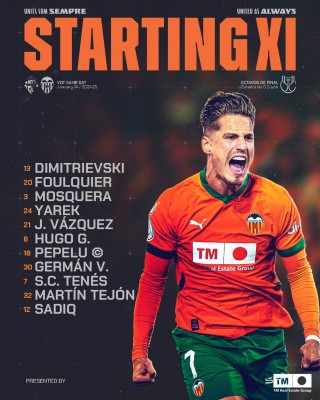Este es el once del Valencia CF contra el Ourense