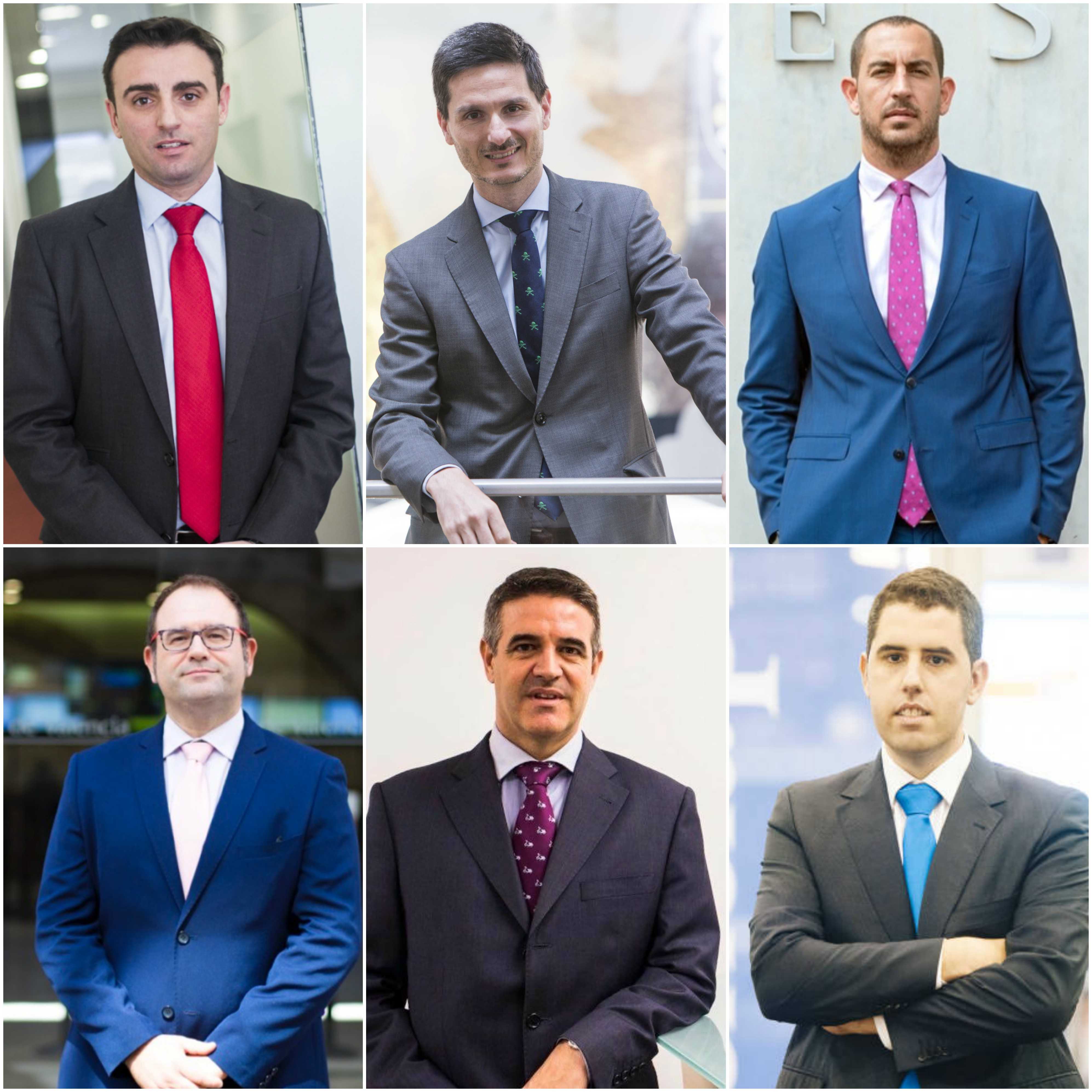 De izquierda a derecha, arriba: Juan Espinós, Juan M. Damià y Sergio Serrano, abajo en el mismo orden Eduardo Bolinches, Francisco Varea y Ricardo González - 