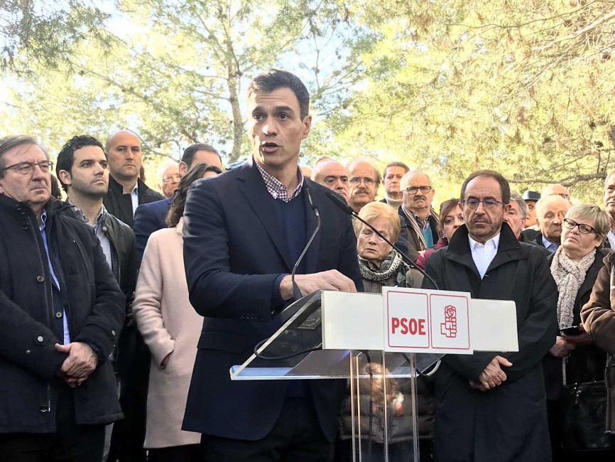 Pedro Sánchez, durante su intervención este lunes en Paterna. Foto: PSPV - 
