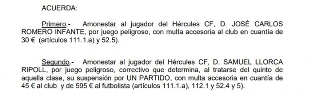 Competición desestima las alegaciones del Hércules y Samuel se perderá el derbi