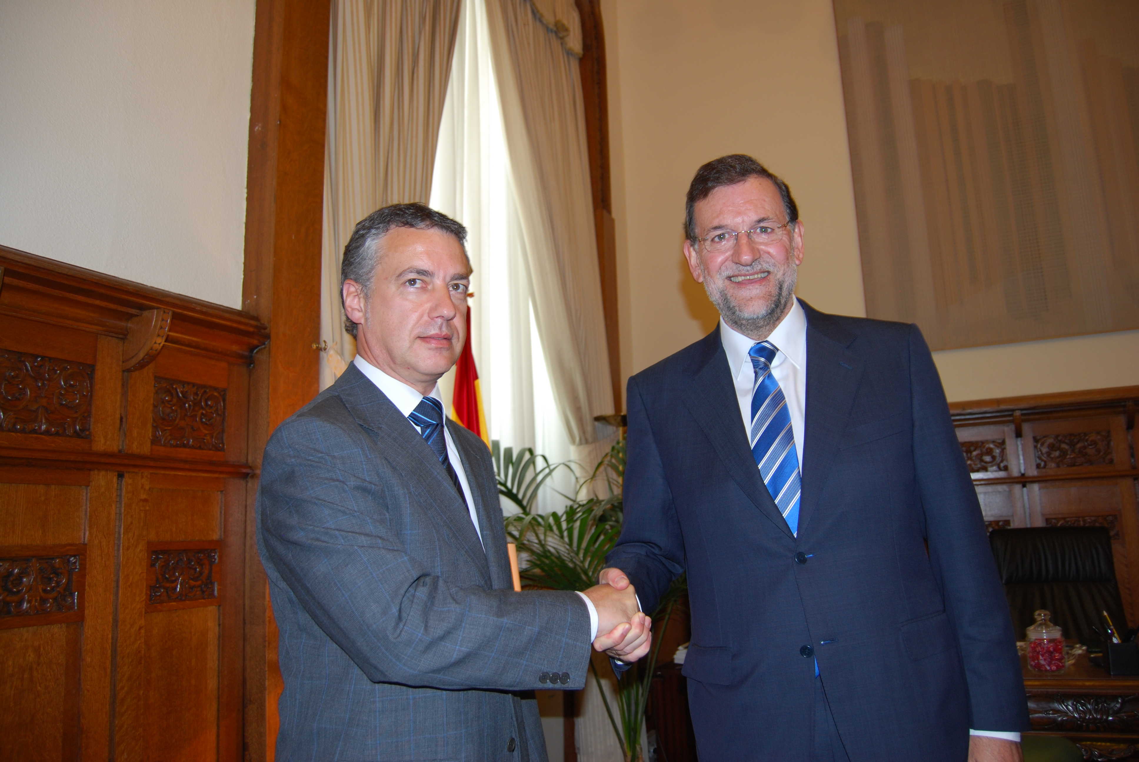 Íñigo Urkullu i Mariano Rajoy, durant una reunió a Madrid. Foto: PNB - 