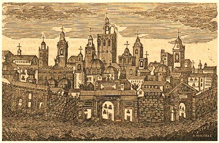Imagen de la ciudad recogida en un grabado del siglo XVIII - 