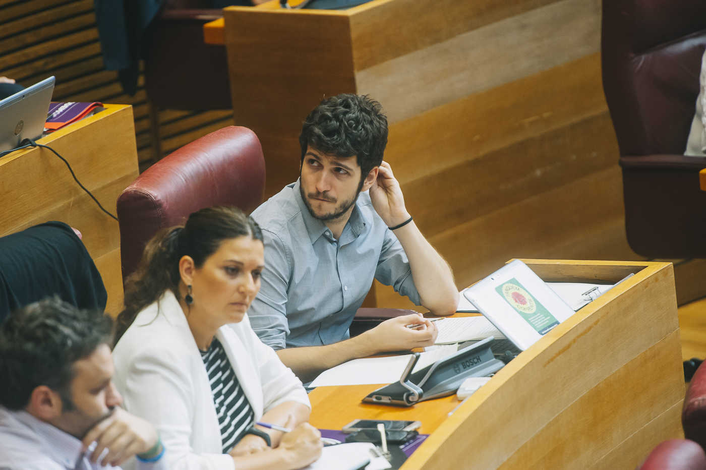 El síndic de Podemos, Antonio Estañ, y la portavoz adjunta, Fabiola Meco. Foto: KIKE TABERNER - 