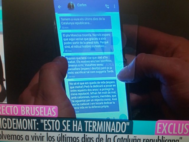Captura de pantalla de los mensajes de Carles Puigdemont. Foto: EUROPA PRESS - 